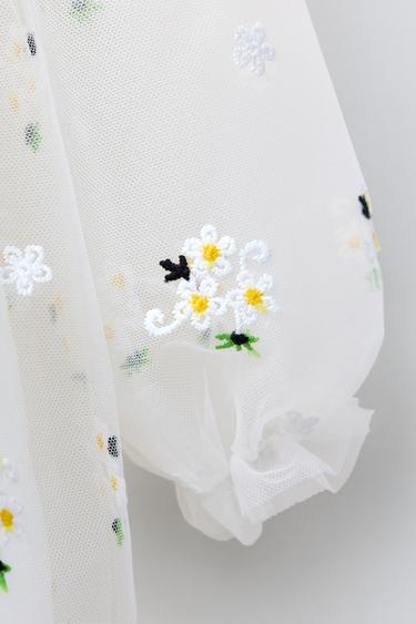EMBROIDERED TULLE DRESS - Oyster-white by Zara - Image 2