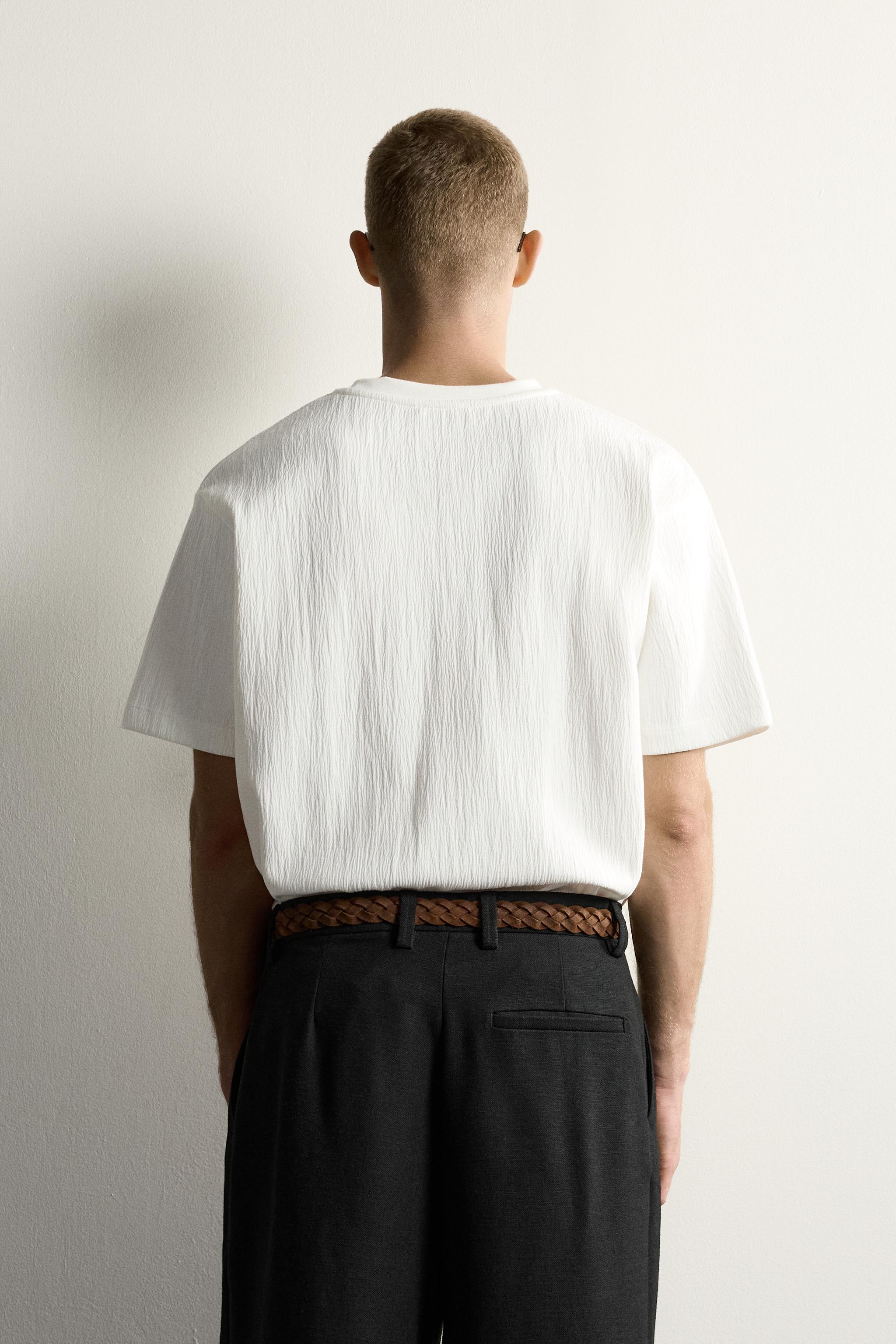 Zara DOKULU RELAXED FIT T-SHIRT görsel 3