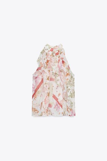 TOP À VOLANTS IMPRIMÉ FLORAL - Multicolore de Zara - Image 4