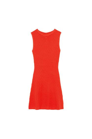 TEXTURED DRESS WITH GEM BUTTON