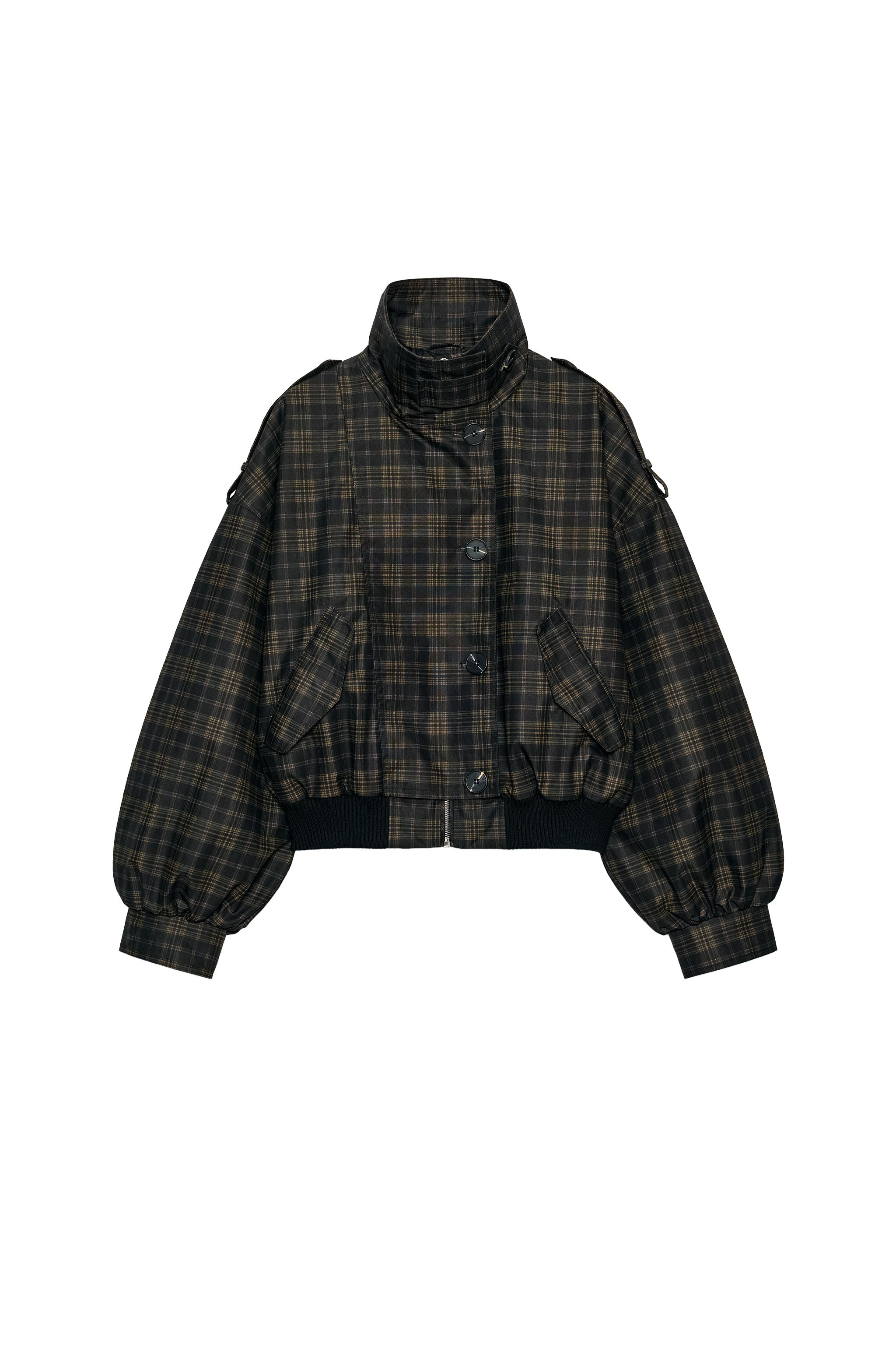 チェック ボンバージャケット - ブラウン | ZARA Japan / 日本