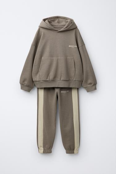 HOODIE AND JOGGER TRACKSUIT WITH TAPING - Beige by Zara