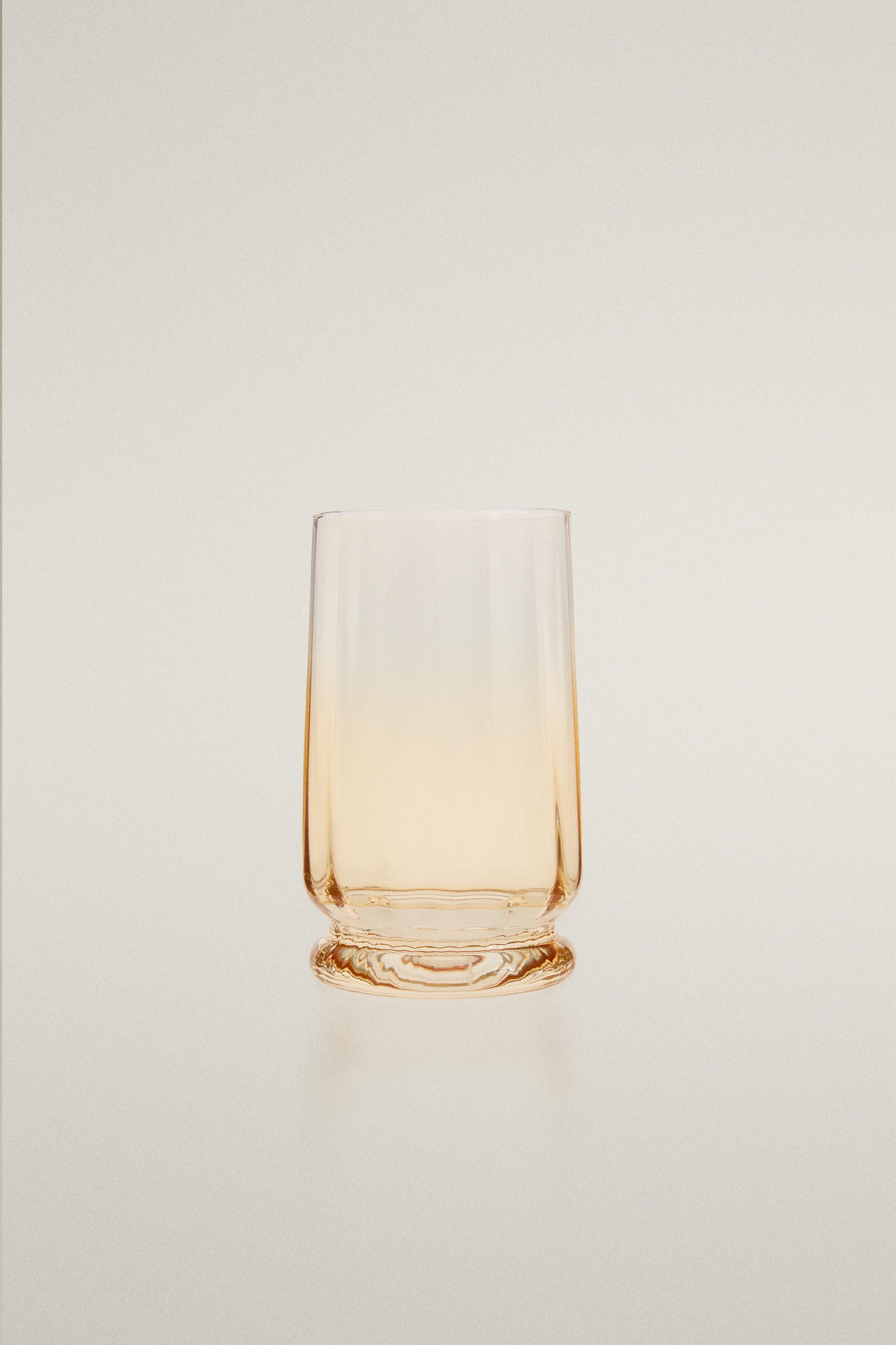 ラインデザイン ガラス製ソフトドリンクグラス - イエロー | ZARA