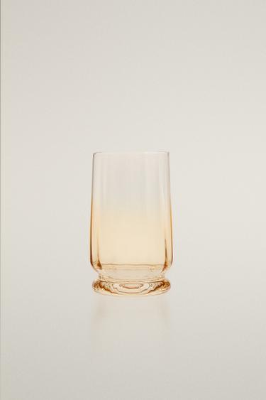GLASS TUMBLER WITH LINES - Yellow by Zara - Image 0