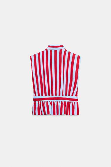CHEMISE RAYÉE À NŒUD - Rayure rouge de Zara - Image 5