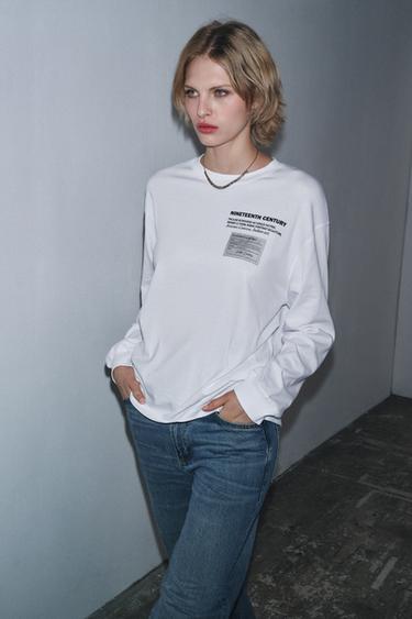 T-SHIRT SCULPTURES À MANCHES LONGUES - Blanc de Zara - Image 3