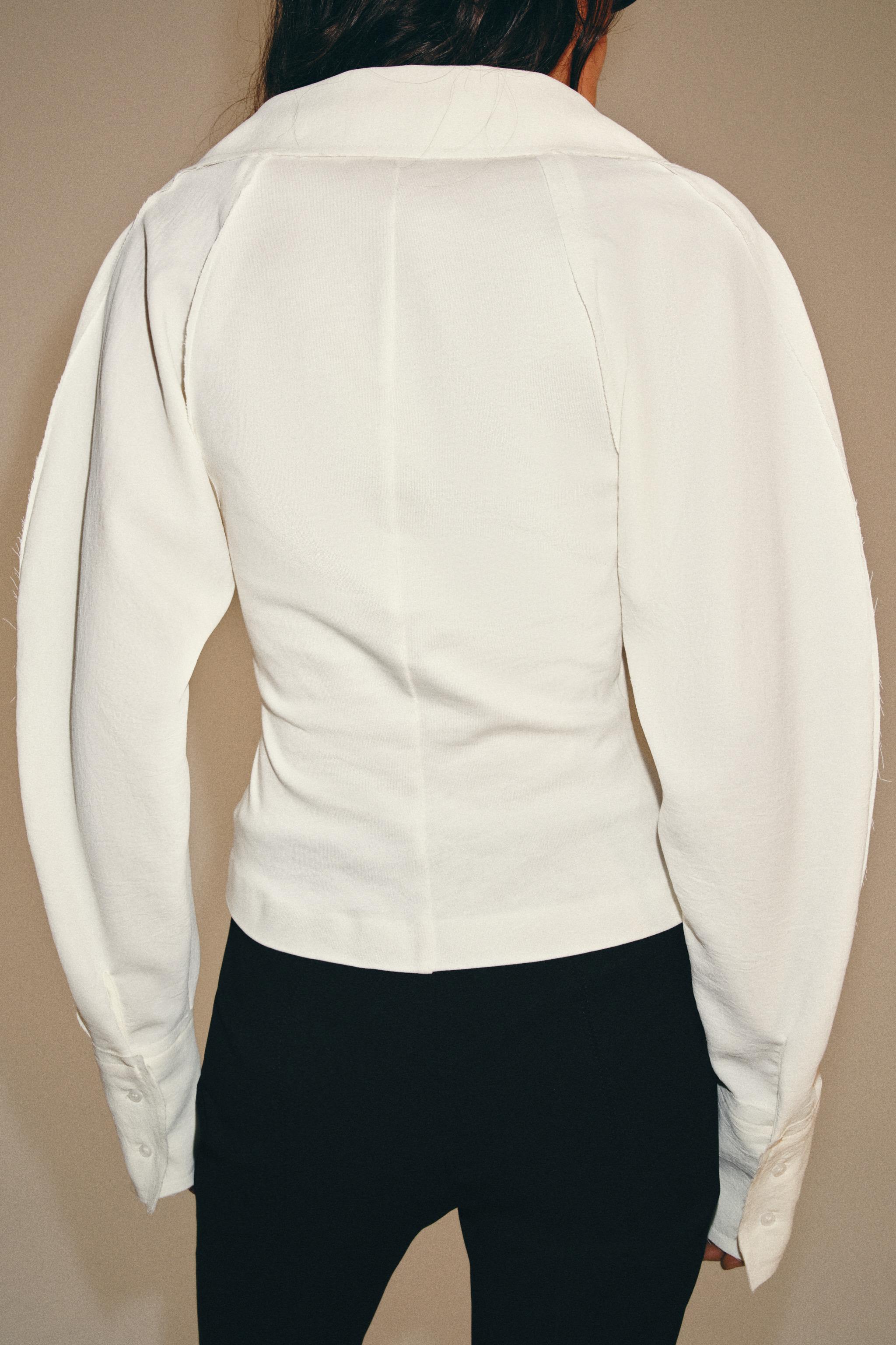 Zara KOMBİNE KUMAŞLI TOP görsel 4