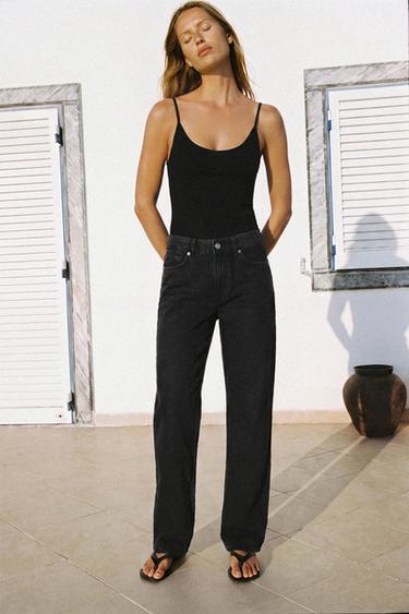 Zaras JEANS Z1975 REGULAR HÖG MIDJA LÅNG MODELL - Svart