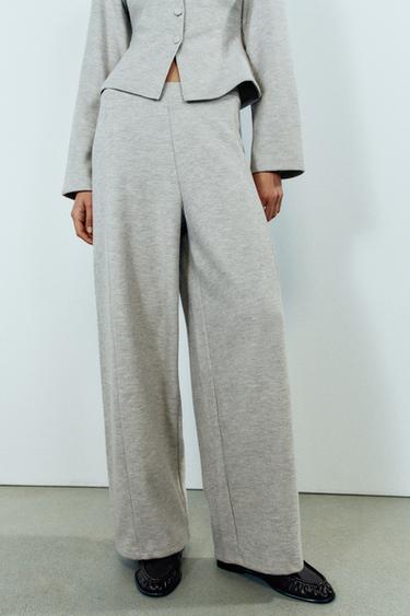 Zara SOFT VOLUME PANTS - Beige marl
