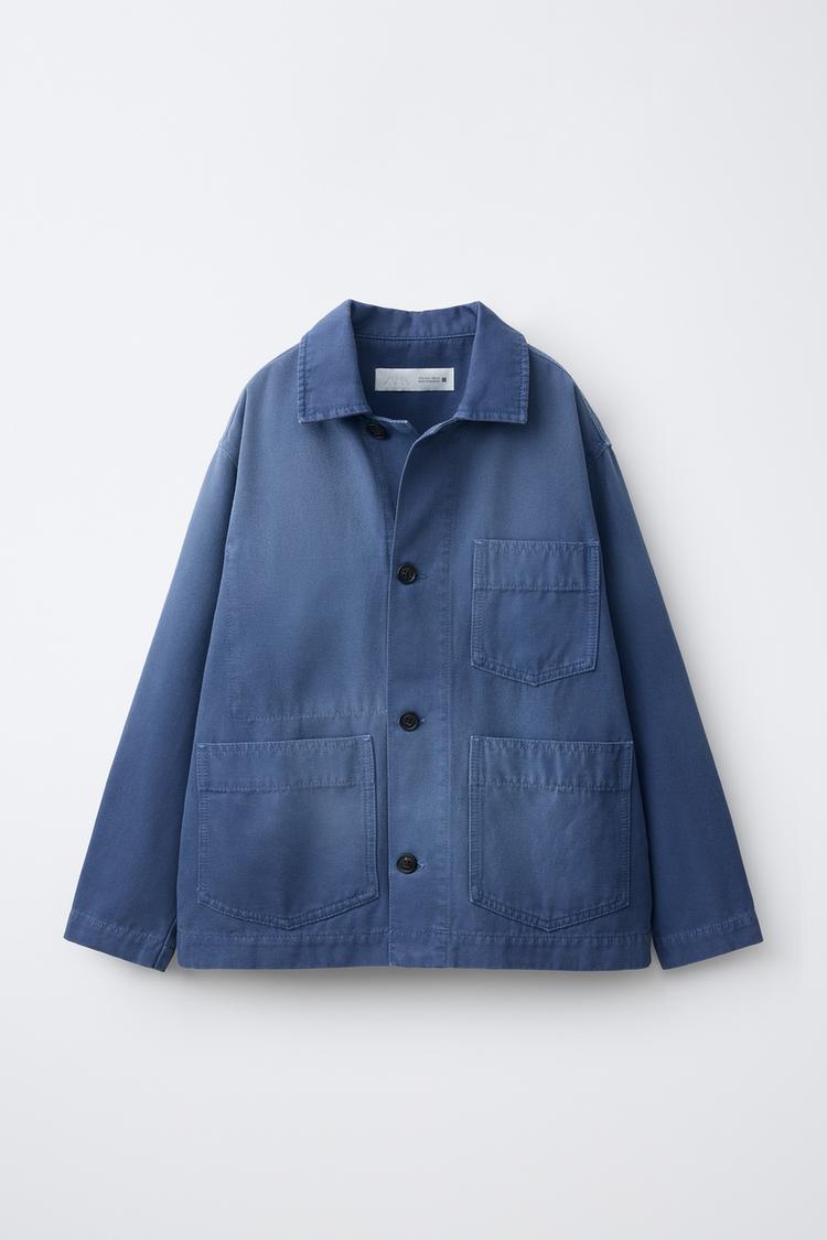 WASHED EFFECT OVERSHIRT — Blue