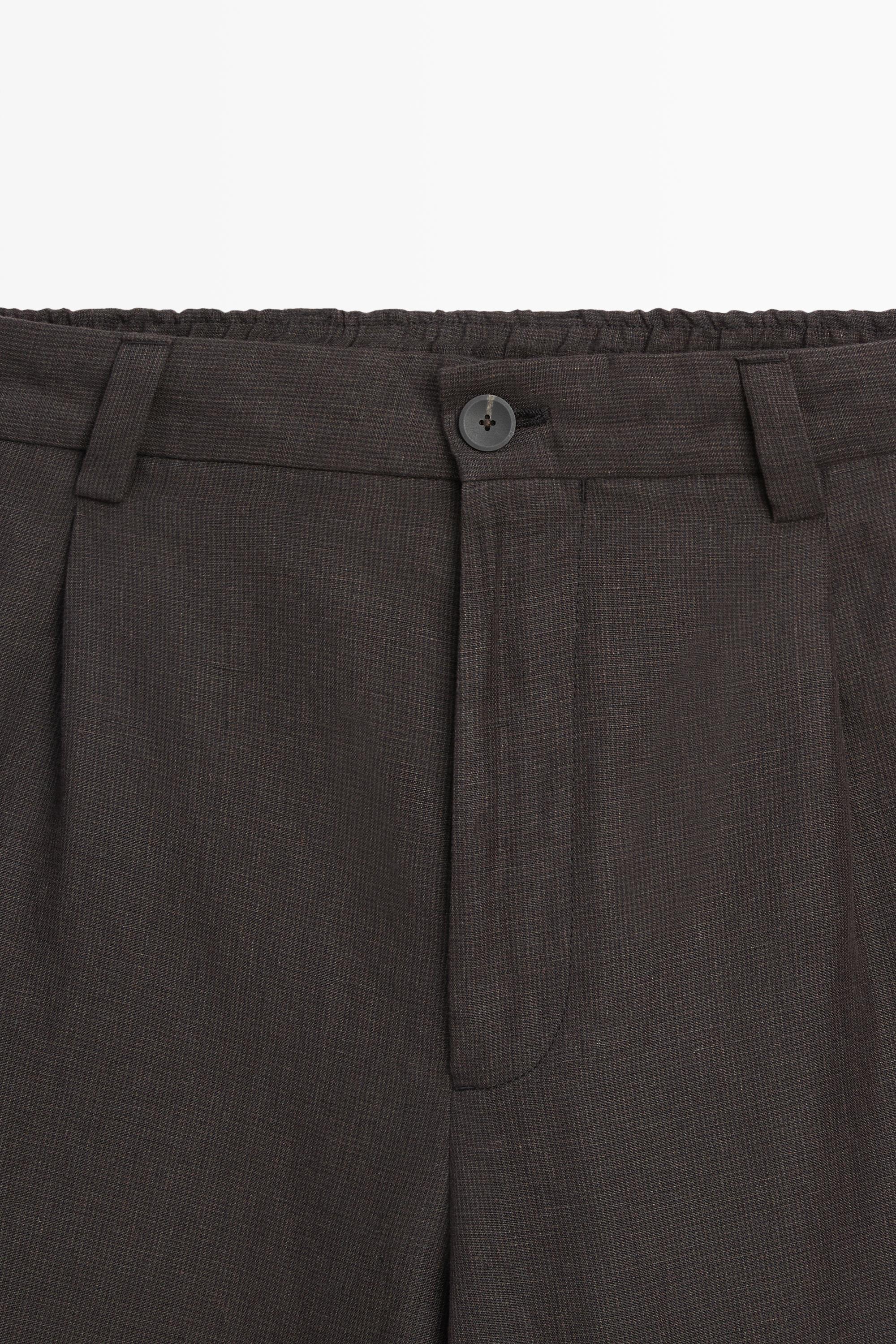 Pantalon pied-de-poule 100 % lin