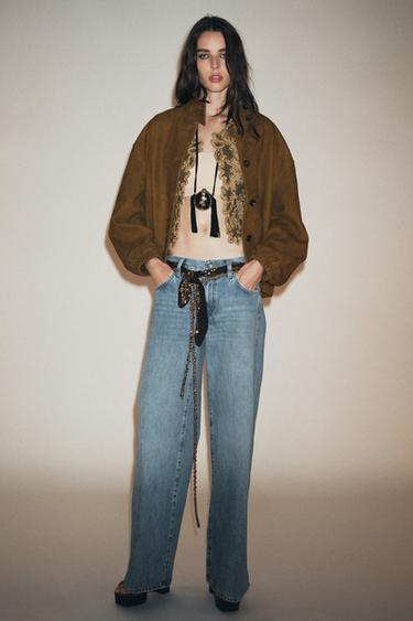 LEATHER BOMBER JACKET ZW COLLECTION LIMITED EDITION - Khaki by Zara