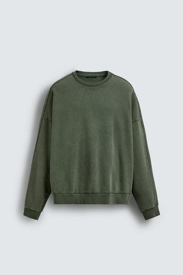 WASHED RELAXED FIT SWEATSHIRT - Green by Zara