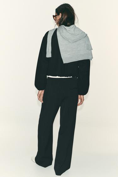 WIDE-LEG TROUSERS WITH DOUBLE WAISTBAND - Black by Zara - Image 5