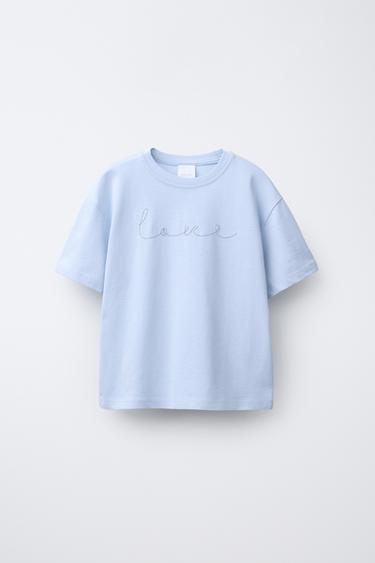 ФУТБОЛКА С ЦВЕТОЧНЫМ ПРИНТОМ И БУСИНАМИ — СИНИЙ от Zara