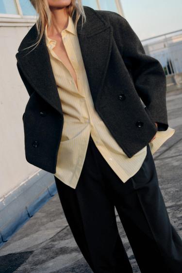SHORT DOUBLE-BREASTED COAT - Grey by Zara - Image 2