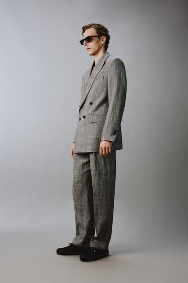 Zara RUUDULISED VILLASED LINASEGUSED ÜLIKONNAPÜKSID – AARON LEVINE X ZARA - Must/valge