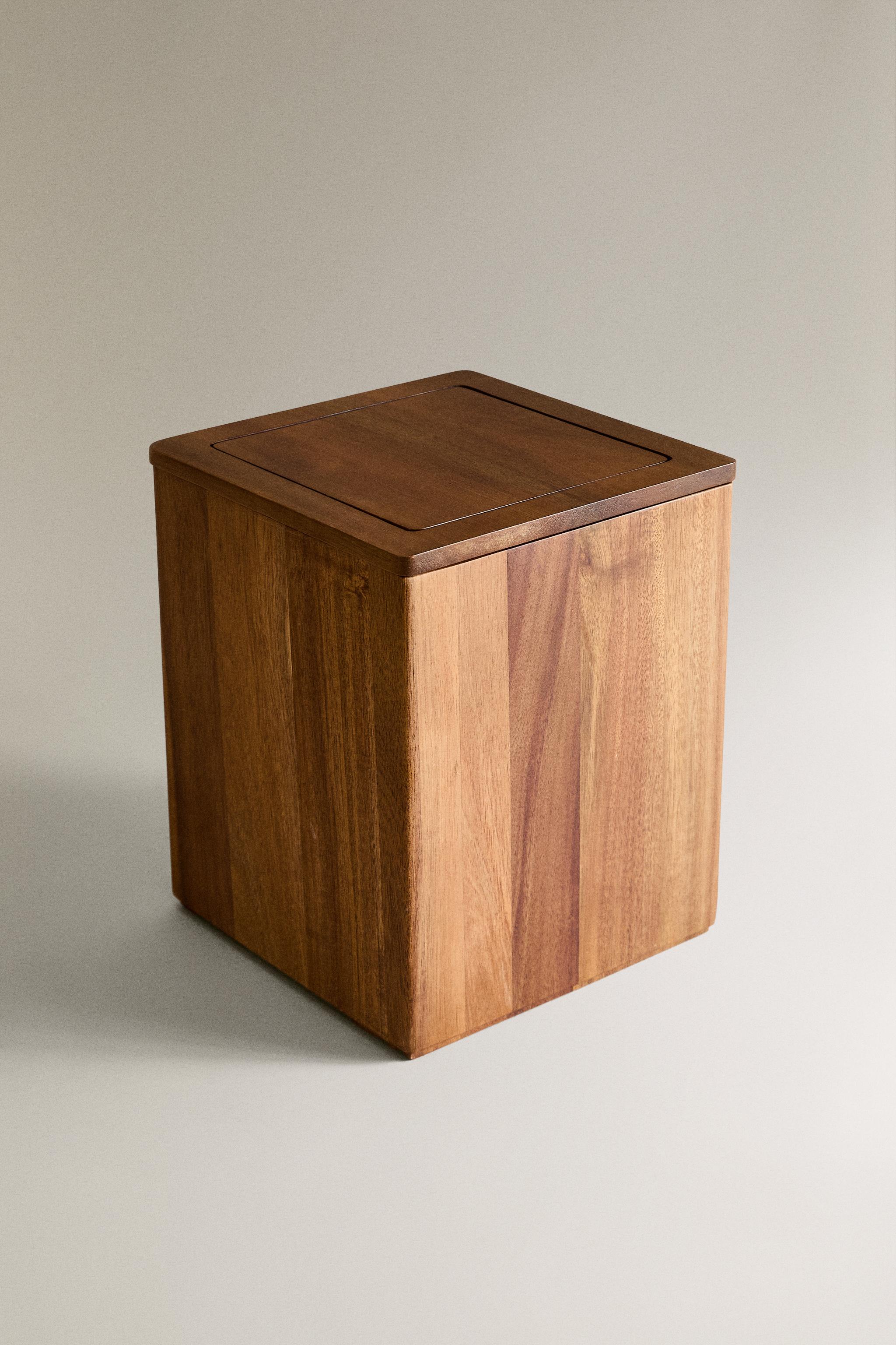 POUBELLE À PAPIER CARRÉE SALLE DE BAIN BOIS