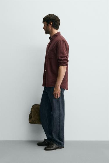 CHEMISE LIN - COTON - Grenat de Zara - Image 3