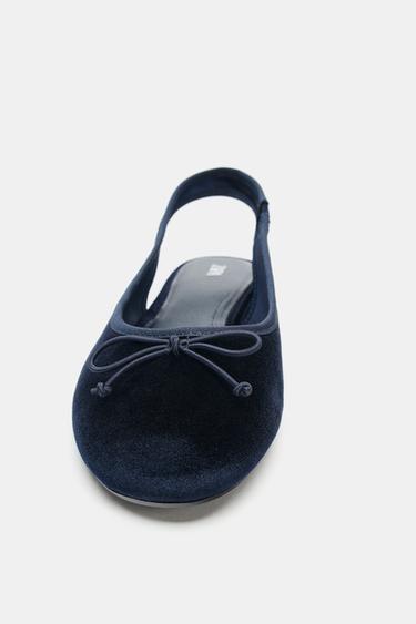 VELVET-EFFECT SLINGBACK BALLET FLATS - Blue by Zara - Image 4