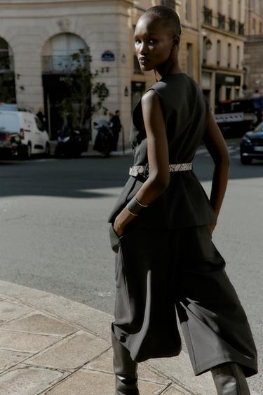 GILET AVEC CEINTURE - Noir de Zara - Image 4