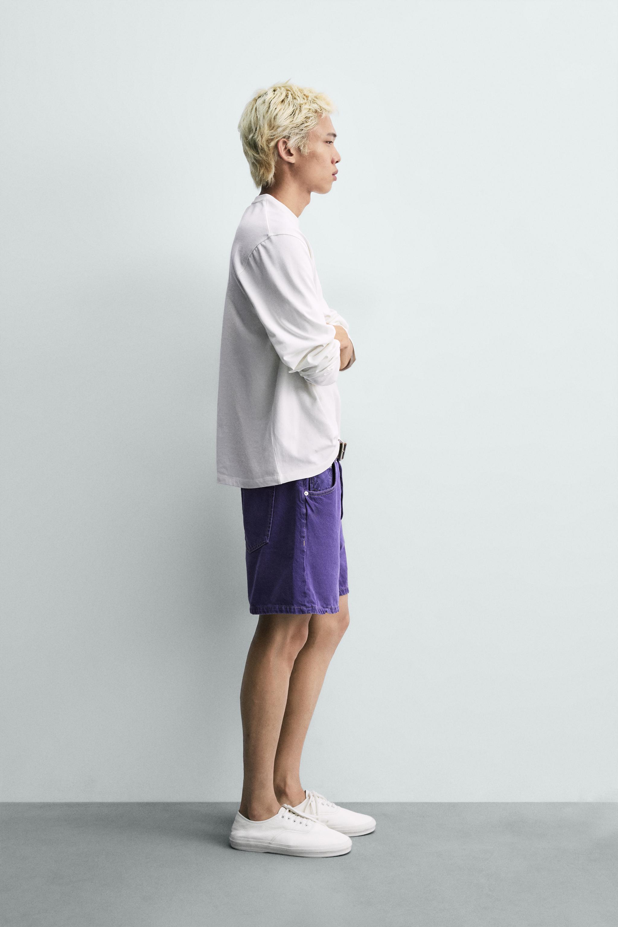 RELAXED FIT COLOR DENIM SHORTS