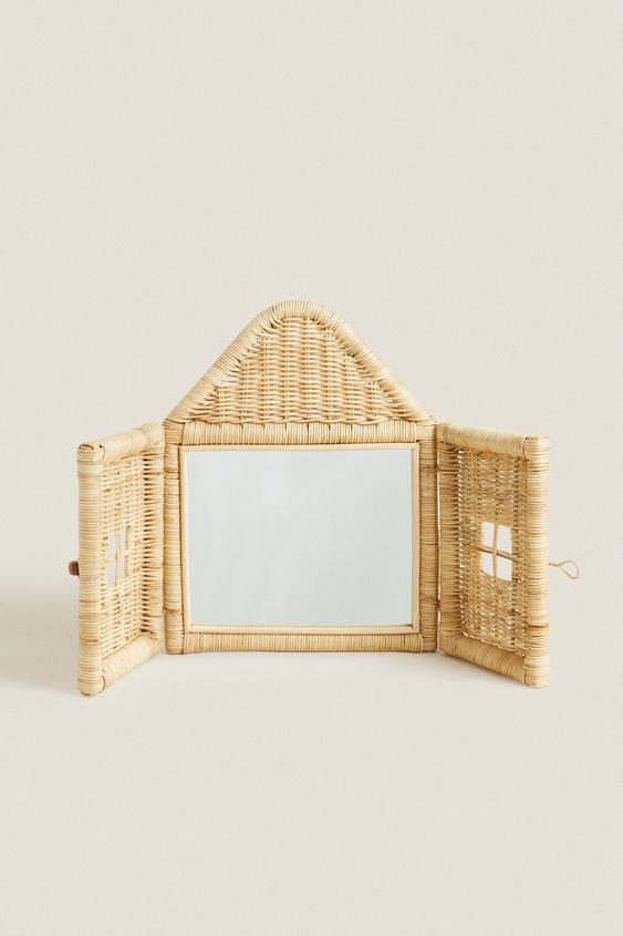 KINDERWANDSPIEGEL RATTAN HÄUSCHEN - Hellbeige von Zara - Bild 0