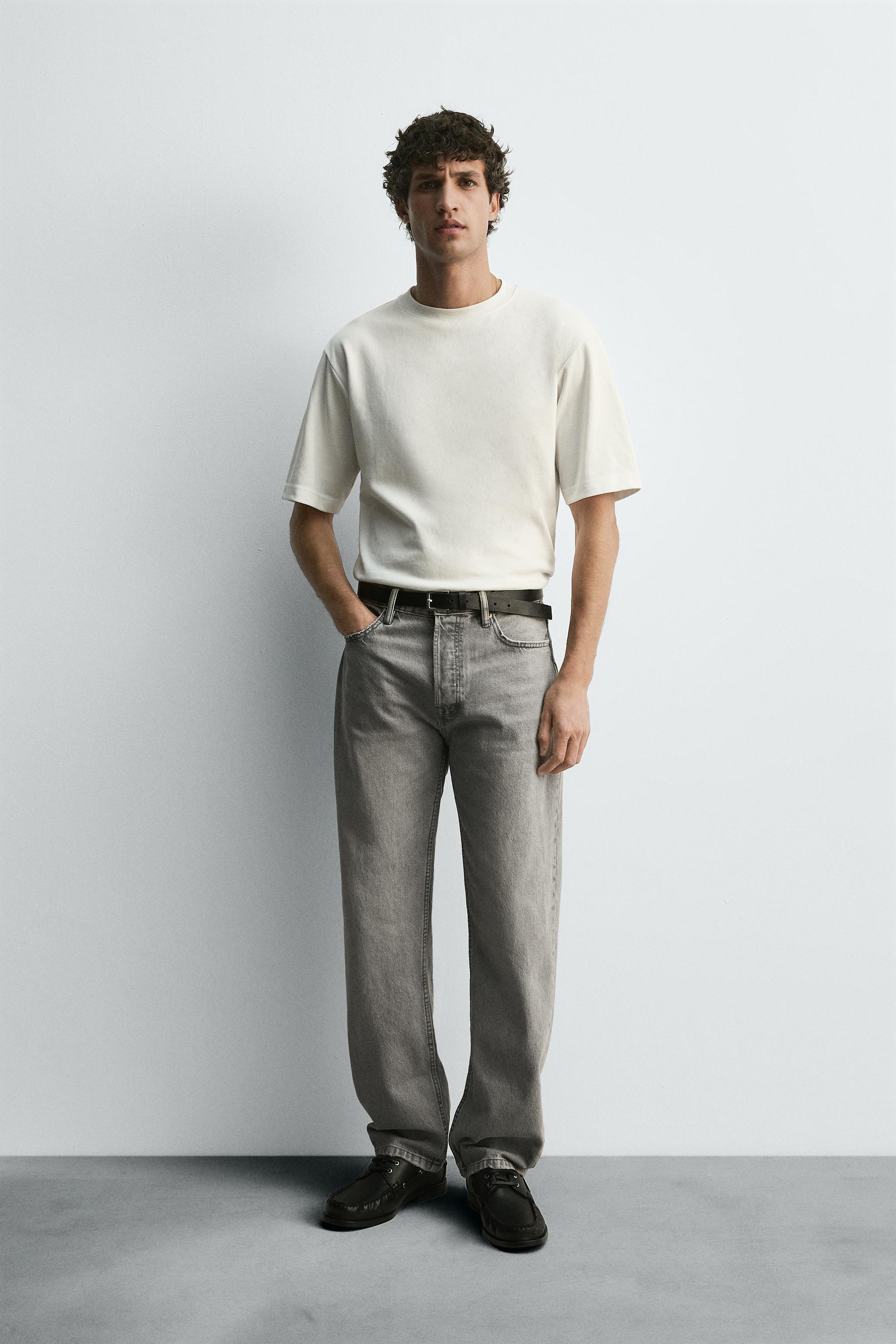 Grey Zara Man Denim Collection Jeans ZARA Mens Ripped Skinny Jeans