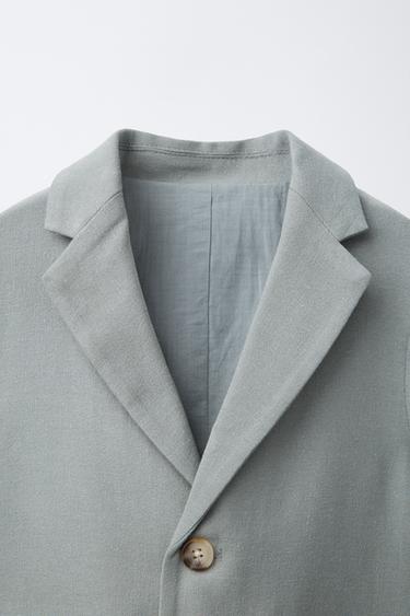 LINEN BLEND SUIT BLAZER - Grey by Zara - Image 2