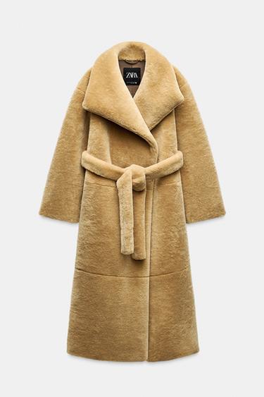 ZW COLLECTION BELTED FAUX FUR COAT - Beige by Zara