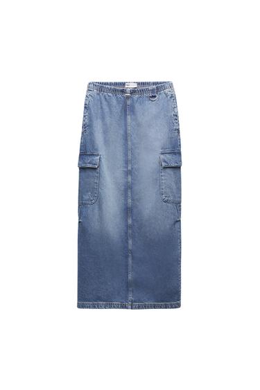 DENIM TRF CARGO SKIRT