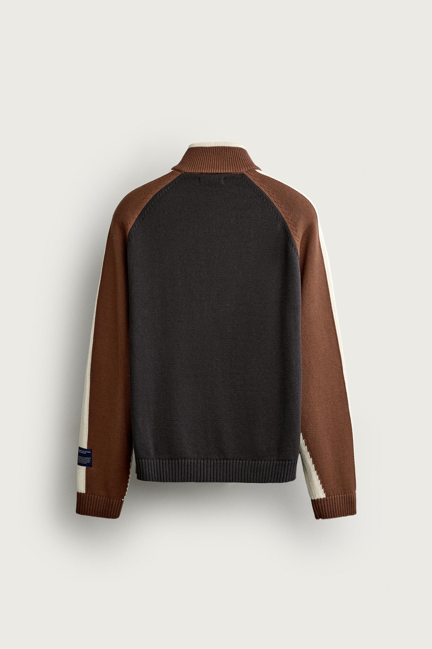 Мужской кардиган Zara Text Jacquard Striped, цвет: Коричневый — фото 7