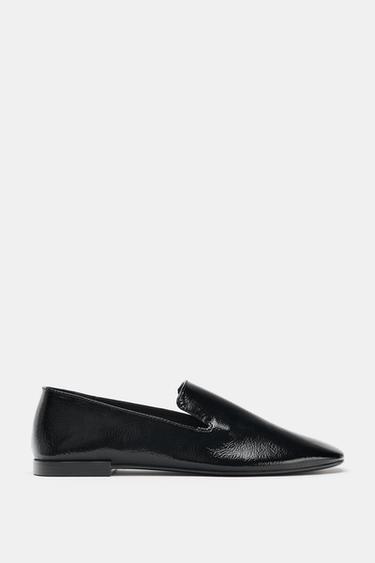 Zara PATENT EFFECT LOAFERS - Black