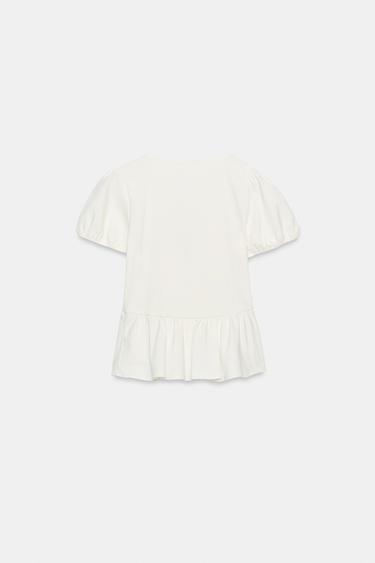 PEPLUM TOP WITH GOLD BUTTONS - Oyster-white by Zara - Image 6