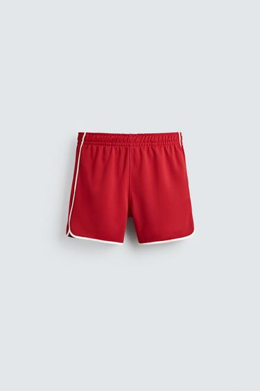 SHORTS WITH CONTRAST TRIM - Red by Zara