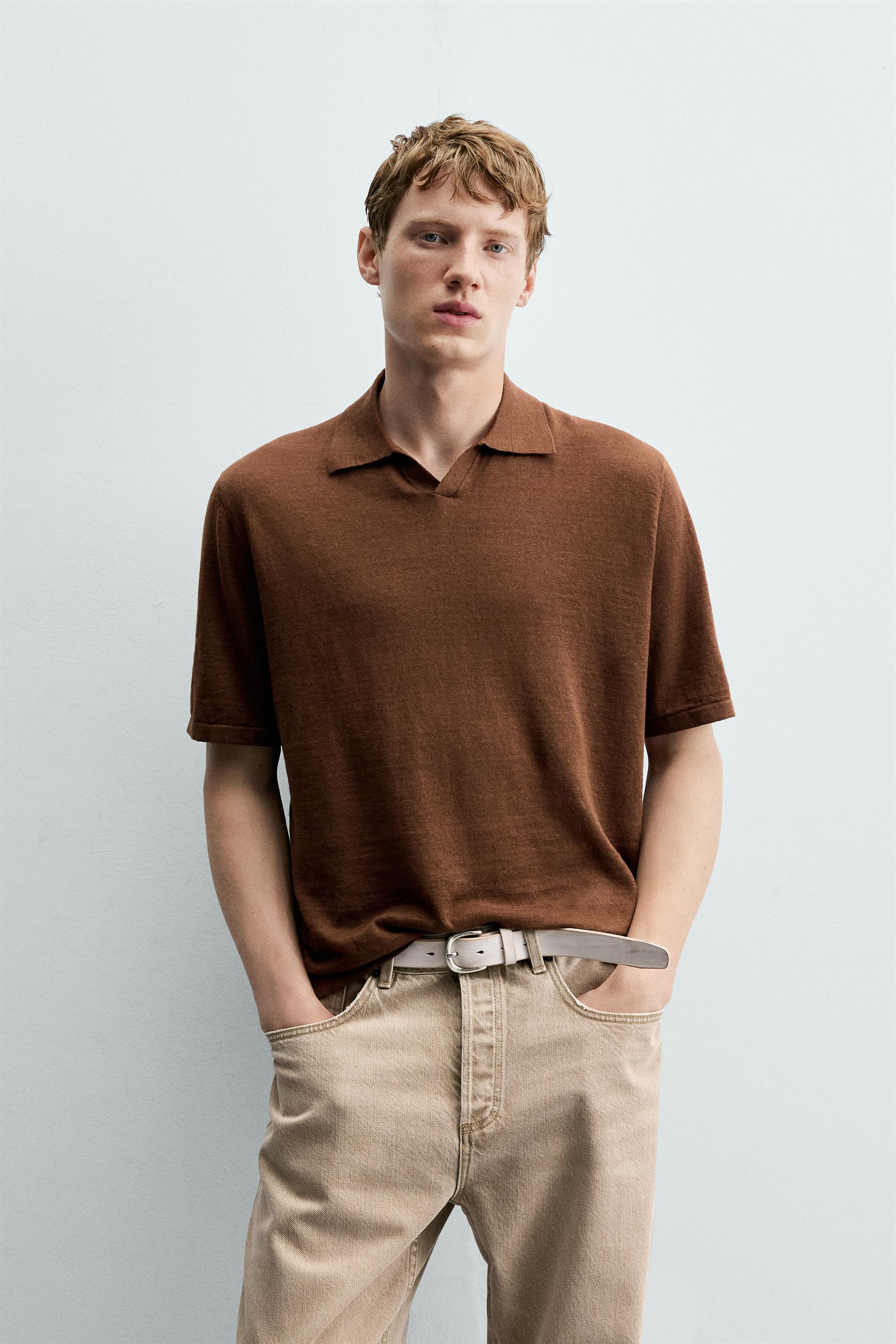Zara PAMUKLU KENEVİR POLO T-SHIRT görsel 2