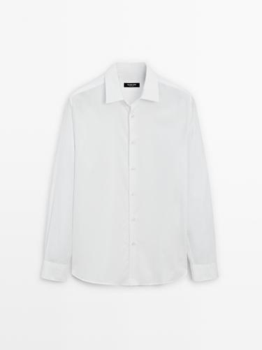 Zara Slim fit twill melange shirt - White