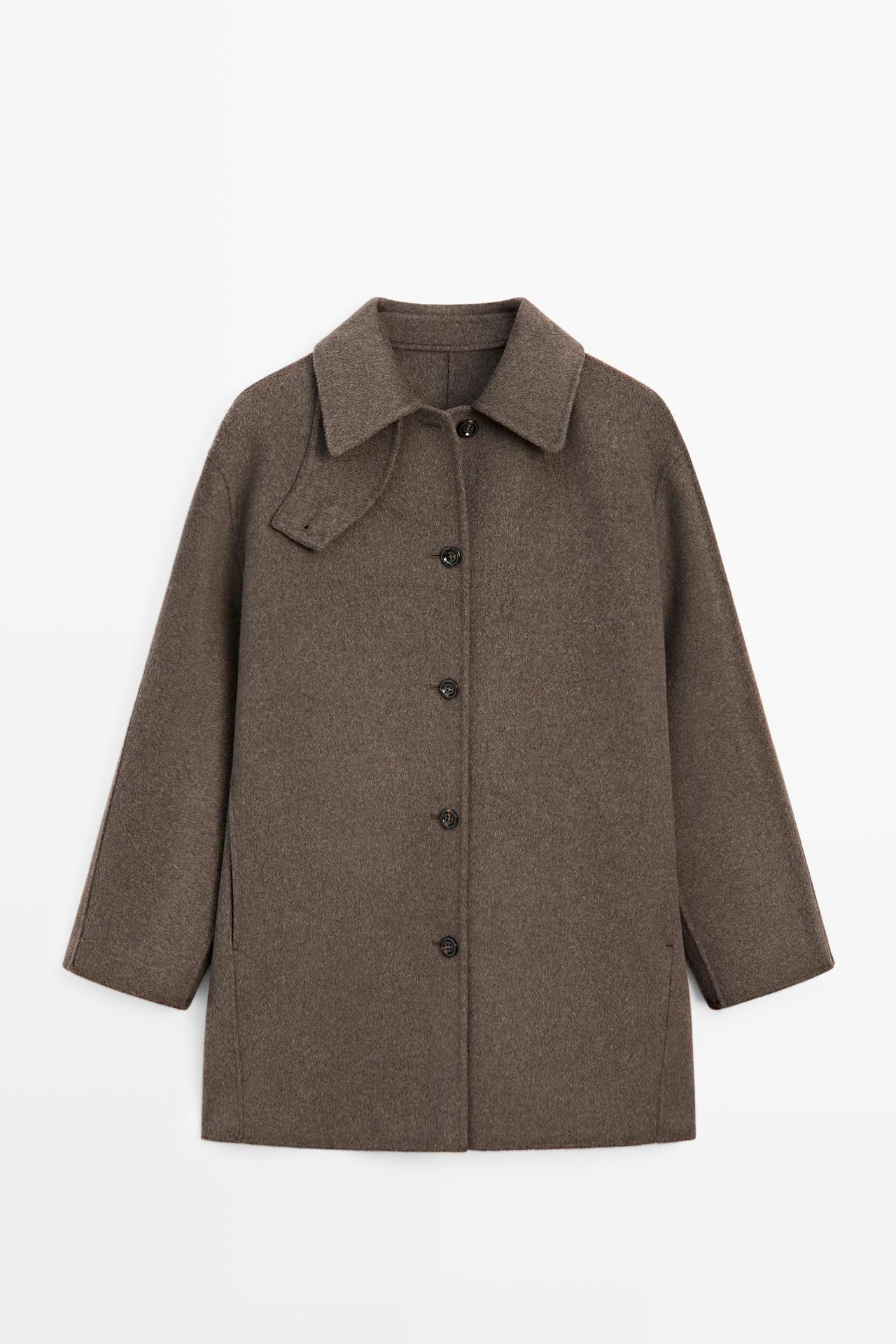 Melange wool blend coat — Dark brown