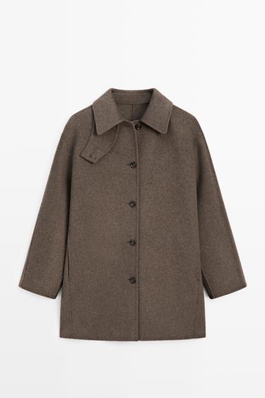 Zara Melange wool blend coat - Dark brown