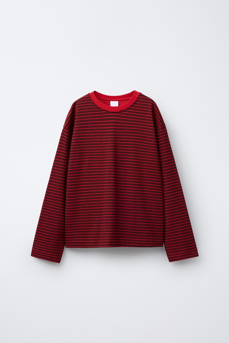 CAMISETA ESTAMPADA RAYAS Rojo ZARA España