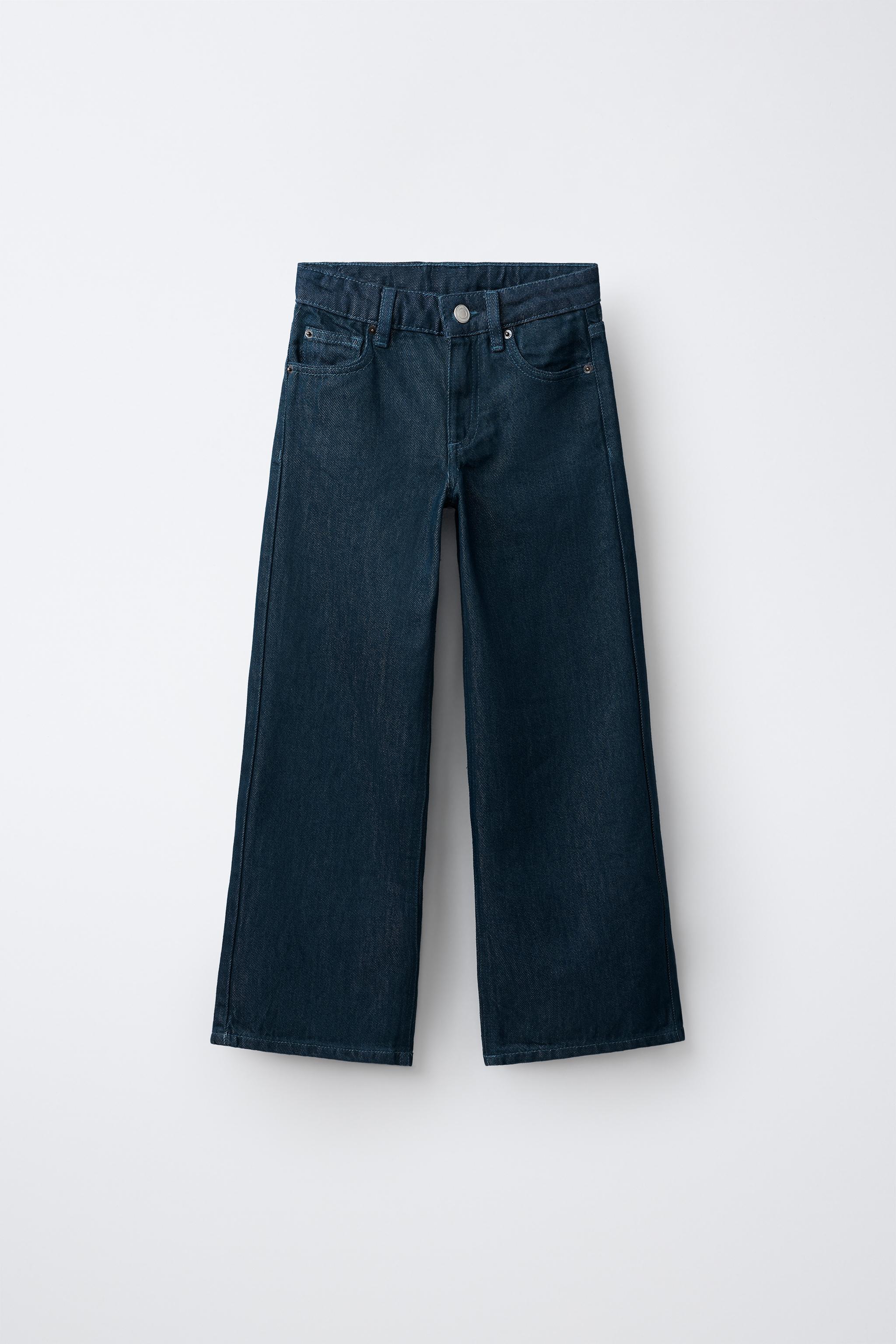 HEART POCKET WIDE-LEG JEANS — Blue