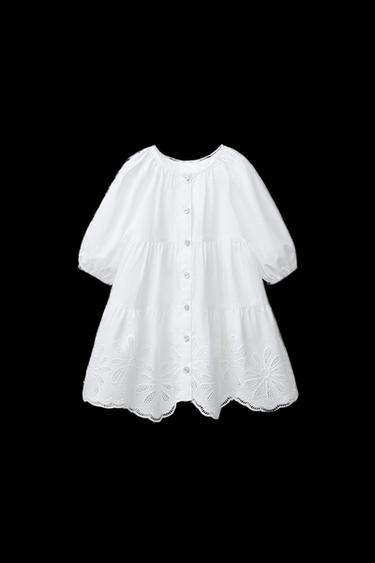 VESTIDO FLORES BORDADAS - Blanco de Zara - Imagen 0