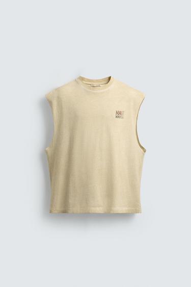 RELAXED FIT TANK TOP WITH PRINT - Ecru by Zara