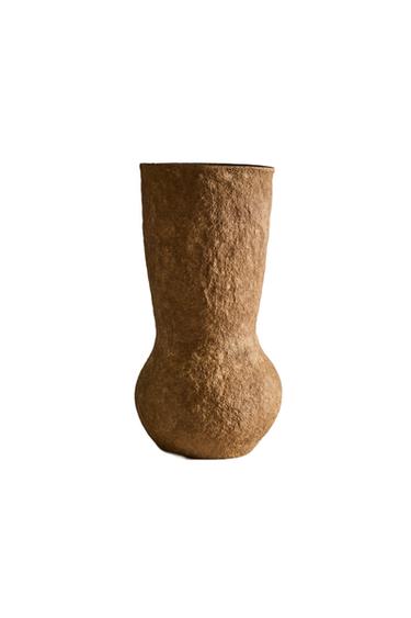 Zara PAPER MACHE VASE - Ecru / Brown
