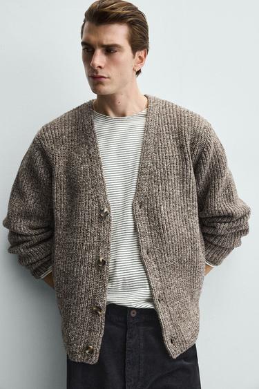 CARDIGAN STRUCTURE CANNELÉ - Marron clair chiné de Zara - Image 4