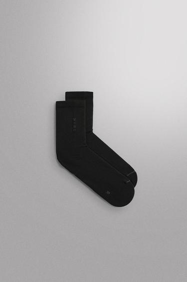 Zara 2-PACK TRAINING TECHNICAL SOCKS - Black / White