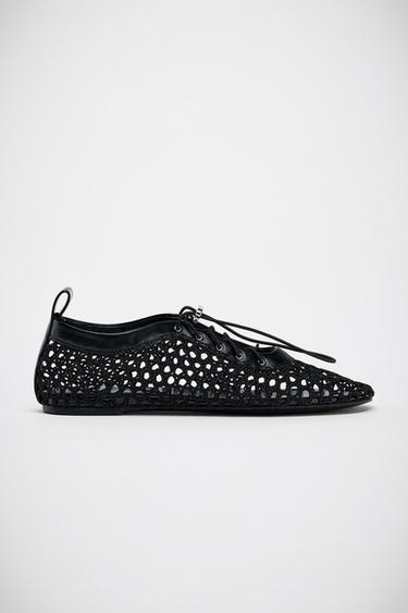 MESH FLAT SHOES - Black by Zara