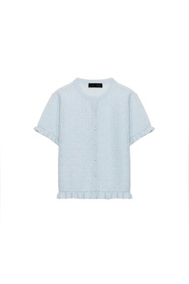 ПЛЕТЕНА ЈАКНА СО КАРНЕРИ - Светлосина од Zara