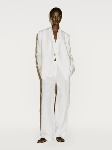 Pantalon droit fluide à pince - Limited Edition - Blanc cassé de Zara