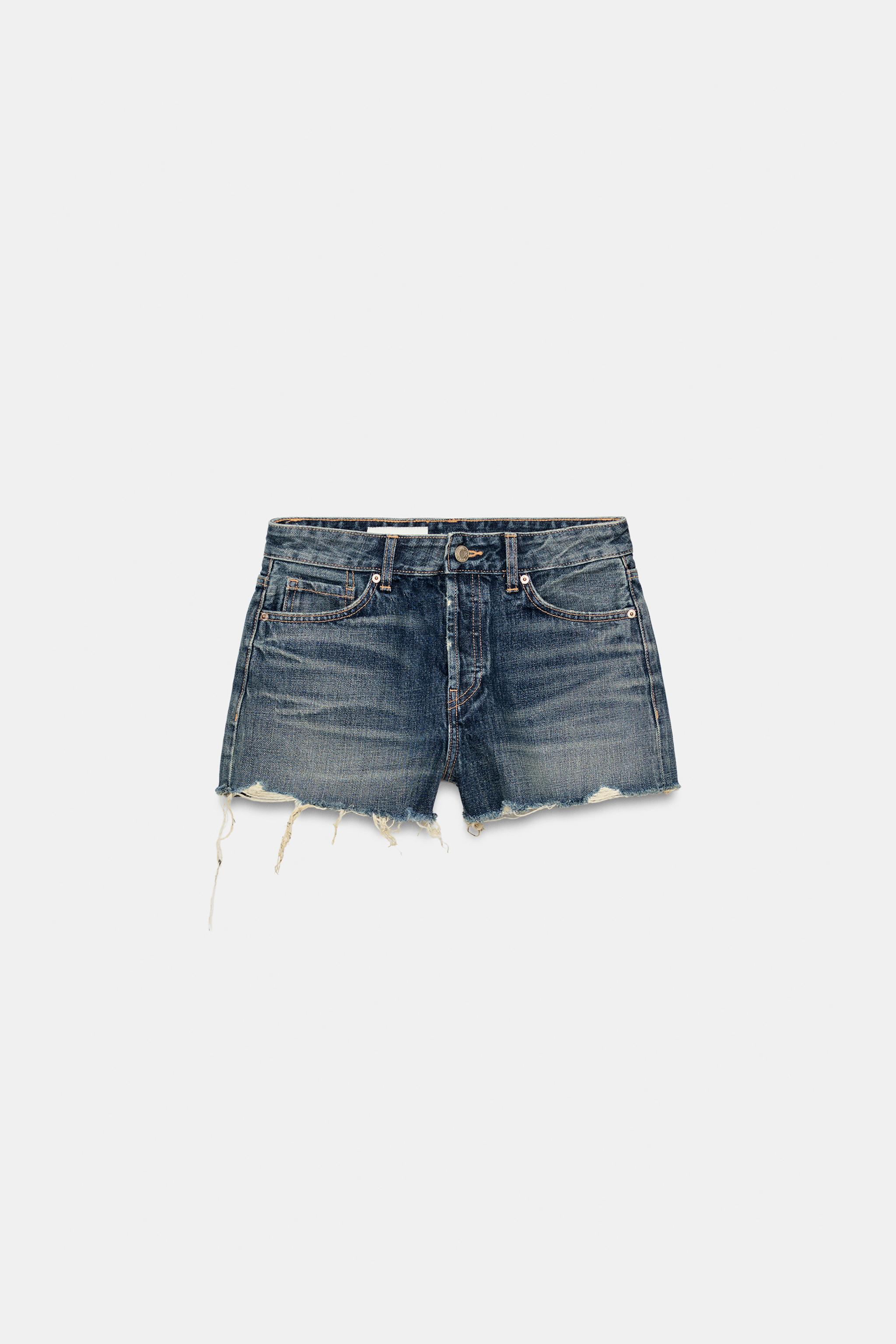 TRF RIPPED MID-RISE DENIM SHORTS